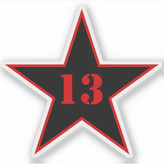 My Lucky Number Star - Nummer 13 - v2 (zwart) Sticker (Voorkant)