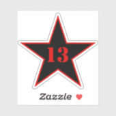 My Lucky Number Star - Nummer 13 - v2 (zwart) Sticker (Vel)