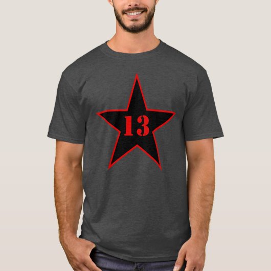 My Lucky Number Star - Nummer 13 - v2 (zwart) T-shirt (Voorkant)