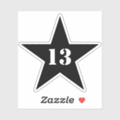 My Lucky Number Star - Nummer 13 (zwart) Sticker (Vel)
