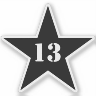 My Lucky Number Star - Nummer 13 (zwart) Sticker