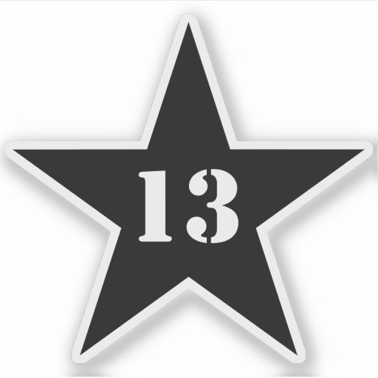My Lucky Number Star - Nummer 13 (zwart) Sticker (Voorkant)
