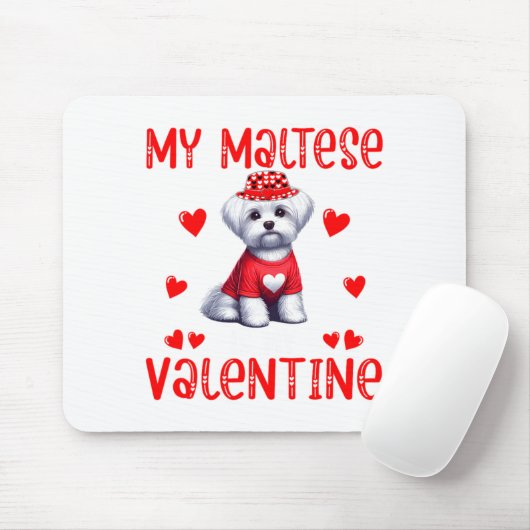 My Maltese Is My Valentine Hearts Costume Single O Muismat (Met muis)