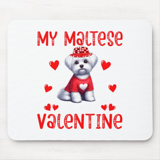 My Maltese Is My Valentine Hearts Costume Single O Muismat (Voorkant)