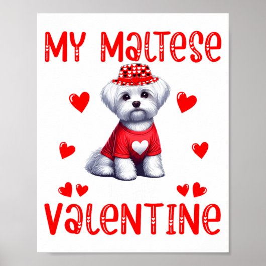 My Maltese Is My Valentine Hearts Costume Single O Poster (Voorkant)