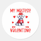 My Maltese Is My Valentine Hearts Costume Single O Ronde Sticker (Voorkant)