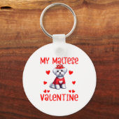 My Maltese Is My Valentine Hearts Costume Single O Sleutelhanger (Voorkant)