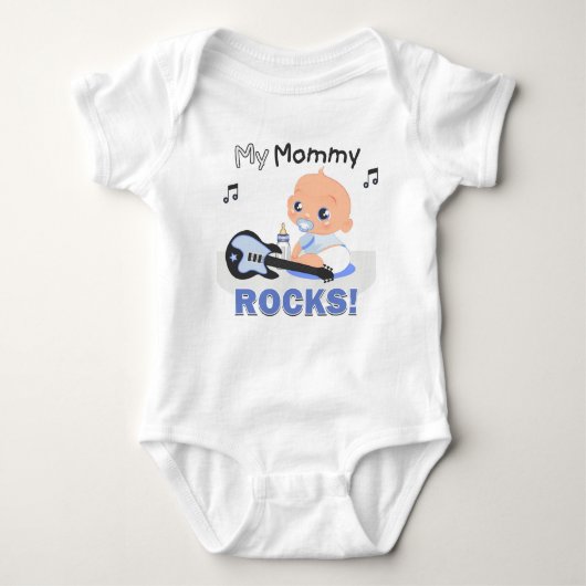 My Mommy Rocks Blue Guitar Baby Creeper BodySuit (Voorkant)