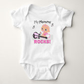 My Mommy Rocks Pink Guitar Music Baby Creeper Romper (Voorkant)