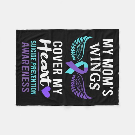 My Mom's Wings Cover Heart Suicide Awareness Ribbo Fleece Deken (Voorkant (Horizontaal))