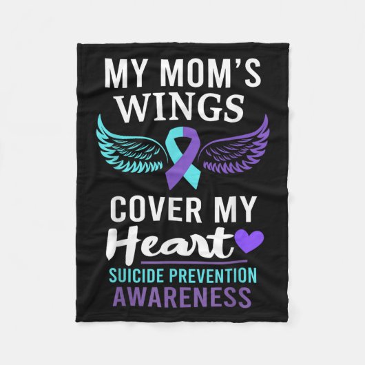 My Mom's Wings Cover Heart Suicide Awareness Ribbo Fleece Deken (Voorkant)
