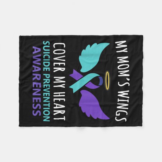 My Mom's Wings Cover Heart Suicide Awareness Ribbo Fleece Deken (Voorkant (Horizontaal))