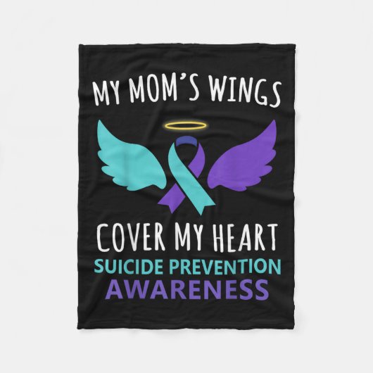 My Mom's Wings Cover Heart Suicide Awareness Ribbo Fleece Deken (Voorkant)