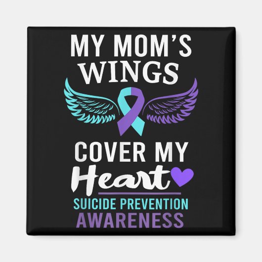 My Mom's Wings Cover Heart Suicide Awareness Ribbo Magneet (Voorkant)