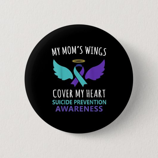 My Mom's Wings Cover Heart Suicide Awareness Ribbo Ronde Button 5,7 Cm (Voorkant)