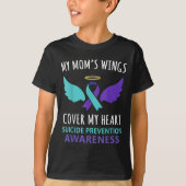 My Mom's Wings Cover Heart Suicide Awareness Ribbo T-shirt (Voorkant)