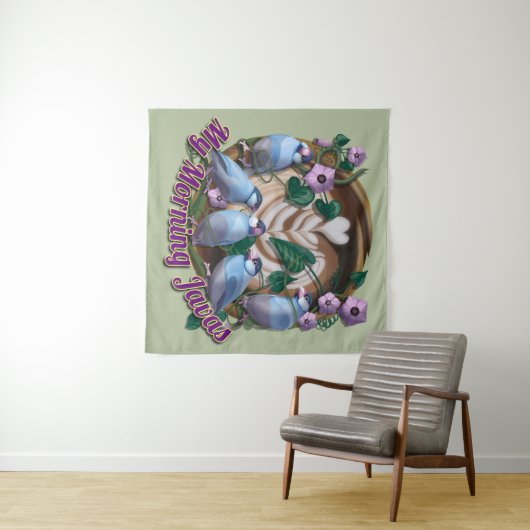 My morning JAVA with Java sparrows Wandkleed (In Situ (horizontaal))