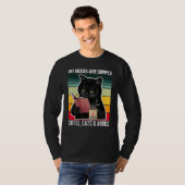 My Needs Are Simple Coffee Cats and Books  Black C T-shirt (Voorkant volledig)
