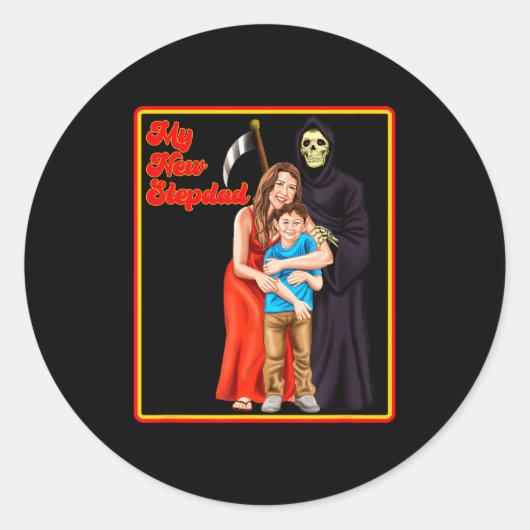 My New Stepdad Ironic Shirts - Funny Ironic Meme Ronde Sticker (Voorkant)
