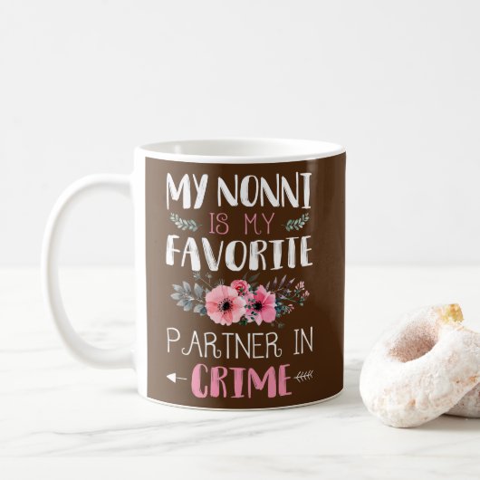 My Nonni Partner In Crime Funny Grandma Quotes Koffiemok (Met donut)