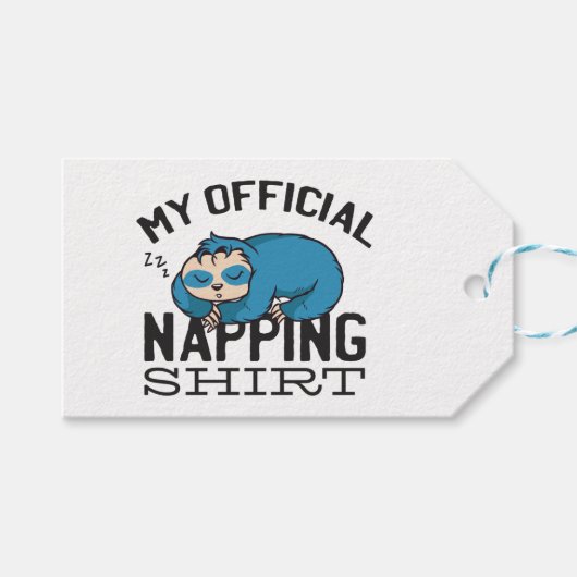 My official napping shirt - Lazy sleeping Sloth Cadeaulabel (Voorkant (Horizontaal))