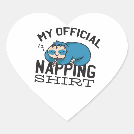 My official napping shirt - Lazy sleeping Sloth Hart Sticker (Voorkant)