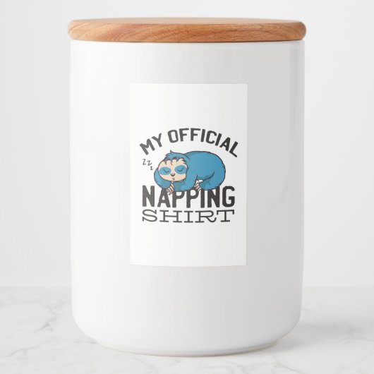 My official napping shirt - Lazy sleeping Sloth Voedselcontainer Etiket (Voorkant)