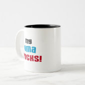 My Oma Rocks T-shirts en geschenken Tweekleurige Koffiemok (Voorkant links)