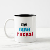 My Oma Rocks T-shirts en geschenken Tweekleurige Koffiemok (Links)