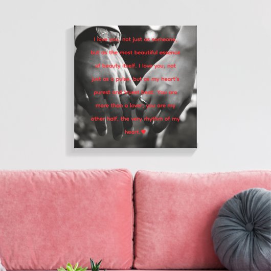 My Other Half" Romantic Heartbeat Quote Canvas (Insitu (Woonkamer))