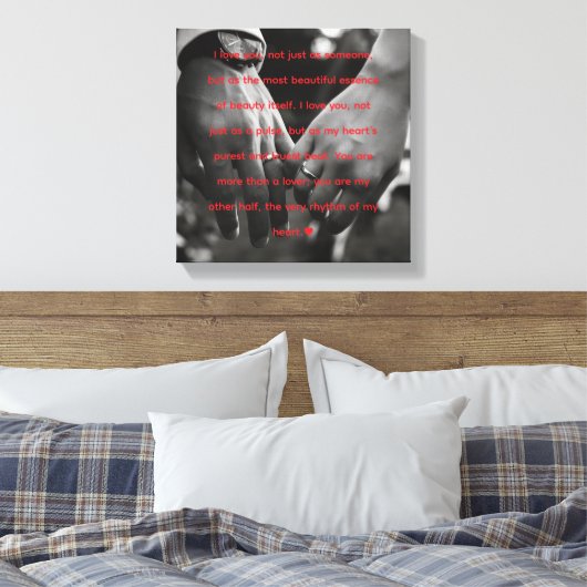 My Other Half" Romantic Heartbeat Quote Canvas (Insitu (Slaapkamer))