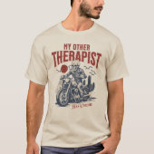 My Other Therapist Has Chrome Funny Biker Skeleton T-shirt (Voorkant)