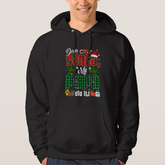 My Papa Did It Christmas Red Plaid Santa Hat  Fami Hoodie (Voorkant)