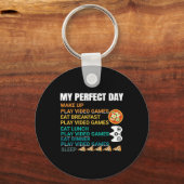 My Perfect Day Pizza Video Games Gamer Controller Sleutelhanger (Voorkant)