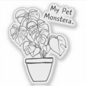 My Pet Monstera 3 x 3 inch Vinyl Sticker (Voorkant)
