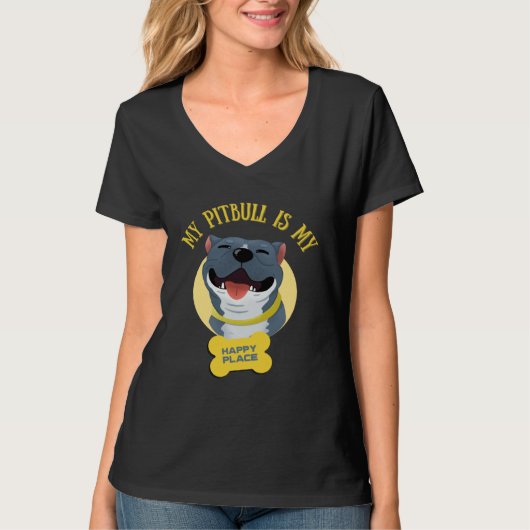 My Pitbull Is My Happy Place Pitbull Dad Pitbull M T-shirt (Voorkant)