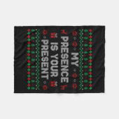 My Presence Is Your Present Ugly Christmas Funny X Fleece Deken (Voorkant (Horizontaal))