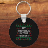 My Presence Is Your Present Ugly Christmas Funny X Sleutelhanger (Voorkant)