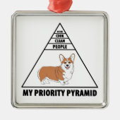 My Priority Pyramid Corgi Metalen Ornament (Voorkant)