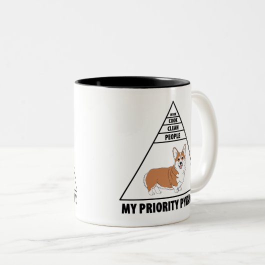 My Priority Pyramid Corgi Tweekleurige Koffiemok (Voorkant rechts)