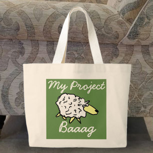 "My Project Baaag" Sheep Cartoon Project Bag Grote Tote Bag