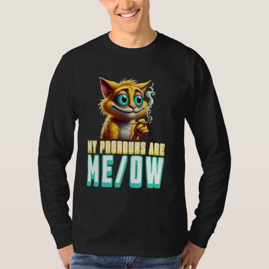 My Pronouns Are Meow Funny Kawaii Neko Cat Pronoun T-shirt (Voorkant)