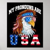 My Pronouns Are Usa Eagle American Funny 4th Of Ju Poster (Voorkant)