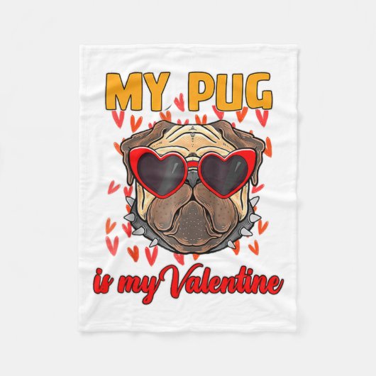 My Pug In My Valentine Cute Valentineu2019s Day Pe Fleece Deken (Voorkant)