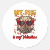 My Pug In My Valentine Cute Valentineu2019s Day Pe Ronde Sticker (Voorkant)