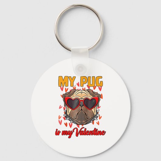 My Pug In My Valentine Cute Valentineu2019s Day Pe Sleutelhanger (Voorkant)