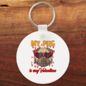 My Pug In My Valentine Cute Valentineu2019s Day Pe Sleutelhanger (Voorkant)