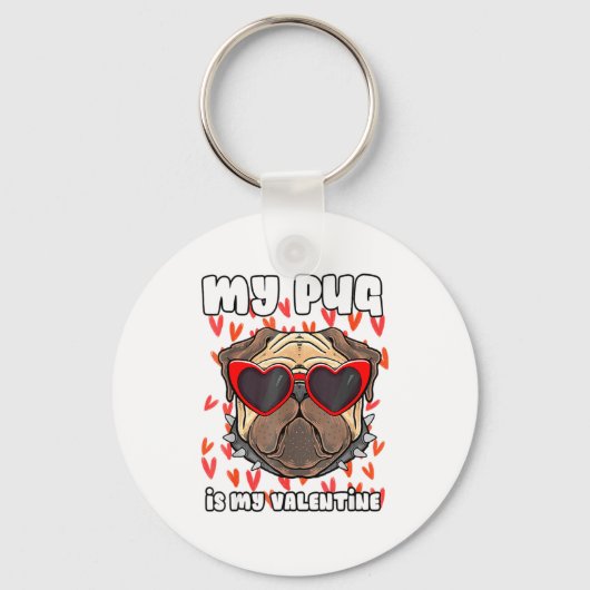 My Pug In My Valentine Cute Valentineu2019s Day Pe Sleutelhanger (Voorkant)