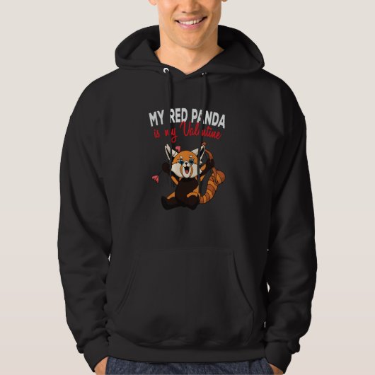 My Red Panda Is My Valentine Panda Bear Cupid Vale Hoodie (Voorkant)