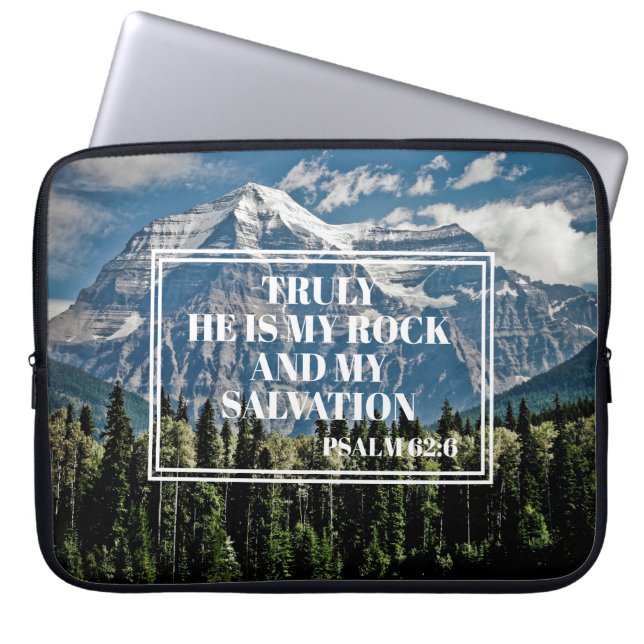 My Rock My Salvation Christelijk Bible Mountain Laptop Sleeve (Voorkant)
